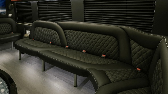 Interior of Worcester Party Bus Company's 15 Passenger Party Bus in Cambridge