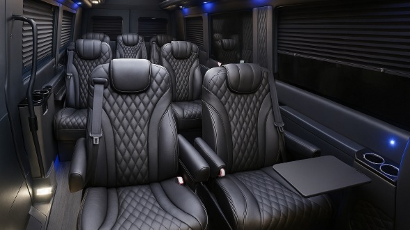 Interior of Worcester Party Bus Company's 18 Passenger Minibus in Worcester
