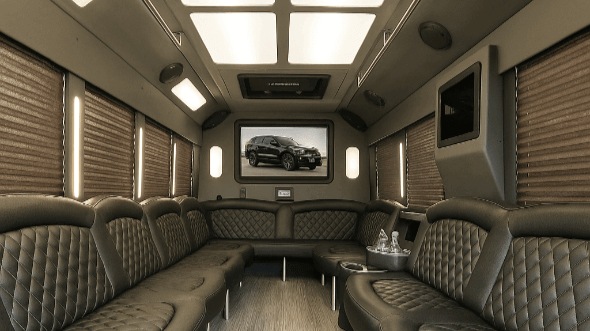 Interior of Worcester Party Bus Company's 20 Passenger Party Bus in Pawtucket