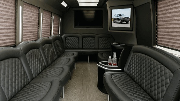 Interior of Worcester Party Bus Company's 25 Passenger Party Bus in Cambridge