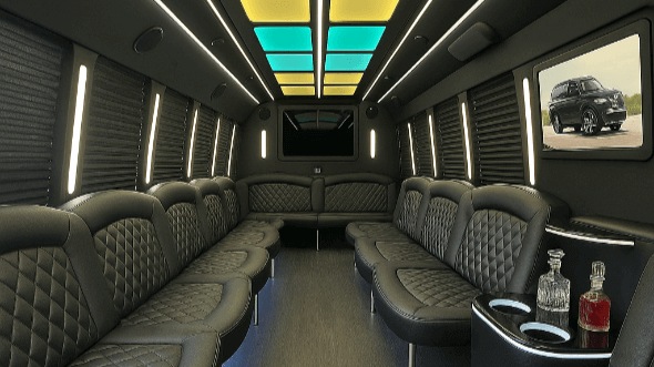 Interior of Worcester Party Bus Company's 25 Passenger Party Bus in Medford