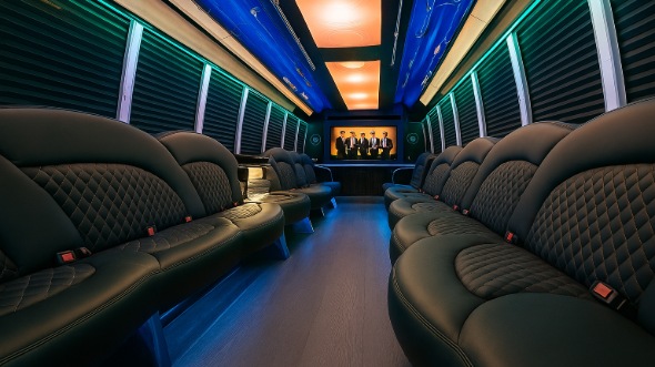 Interior of Worcester Party Bus Company's 25 Passenger Party Bus in Pawtucket