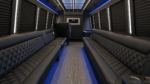 Interior of Worcester Party Bus Company's 25 Passenger Party Bus in Providence