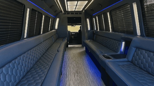 Interior of Worcester Party Bus Company's 28 Passenger Party Bus in Cranston