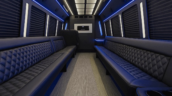Interior of Worcester Party Bus Company's 28 Passenger Party Bus in Framingham