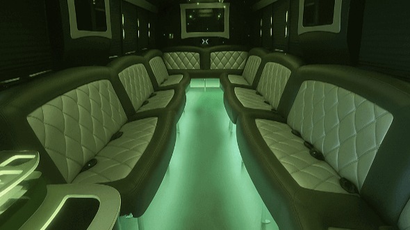 Interior of Worcester Party Bus Company's 28 Passenger Party Bus in Worcester