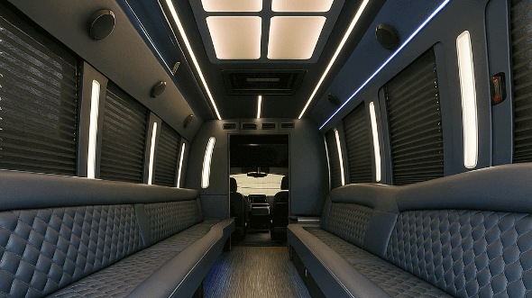 Interior of Worcester Party Bus Company's 30 Passenger Party Bus in Cambridge