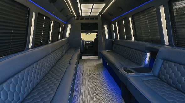 Interior of Worcester Party Bus Company's 30 Passenger Party Bus in Cranston