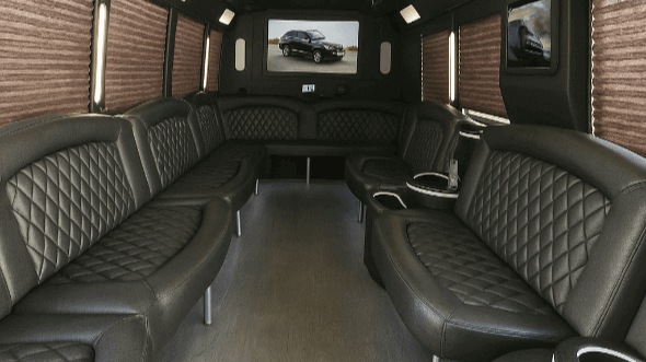 Interior of Worcester Party Bus Company's 30 Passenger Party Bus in Medford