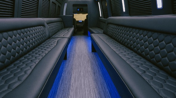 Interior of Worcester Party Bus Company's 30 Passenger Party Bus in Somerville