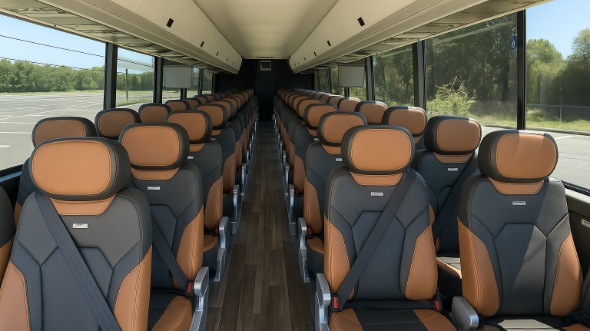 Interior of Worcester Party Bus Company's 40 Passenger Charter Bus in Worcester