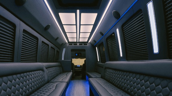 Interior of Worcester Party Bus Company's 40 Passenger Party Bus in Somerville
