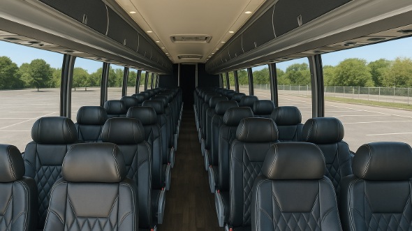 Interior of Worcester Party Bus Company's 44 Passenger Charter Bus in Worcester