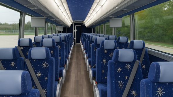 Interior of Worcester Party Bus Company's 46 Passenger Charter Bus in Worcester