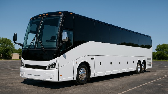 Exterior of Worcester Party Bus Company's 46 Passenger Charter Bus in Worcester