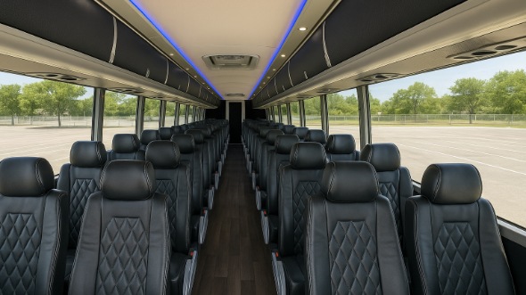 Interior of Worcester Party Bus Company's 47 Passenger Charter Bus in Worcester