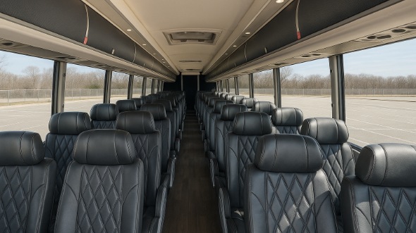 Interior of Worcester Party Bus Company's 48 Passenger Charter Bus in Worcester