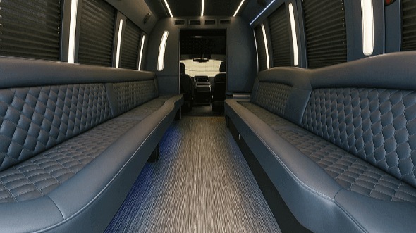 Interior of Worcester Party Bus Company's 50 Passenger Party Bus in Pawtucket