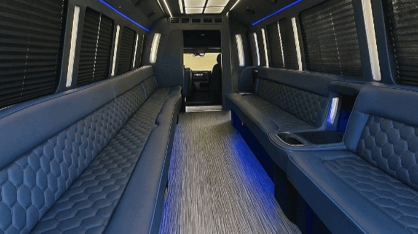 Interior of Worcester Party Bus Company's 50 Passenger Party Bus in Waltham